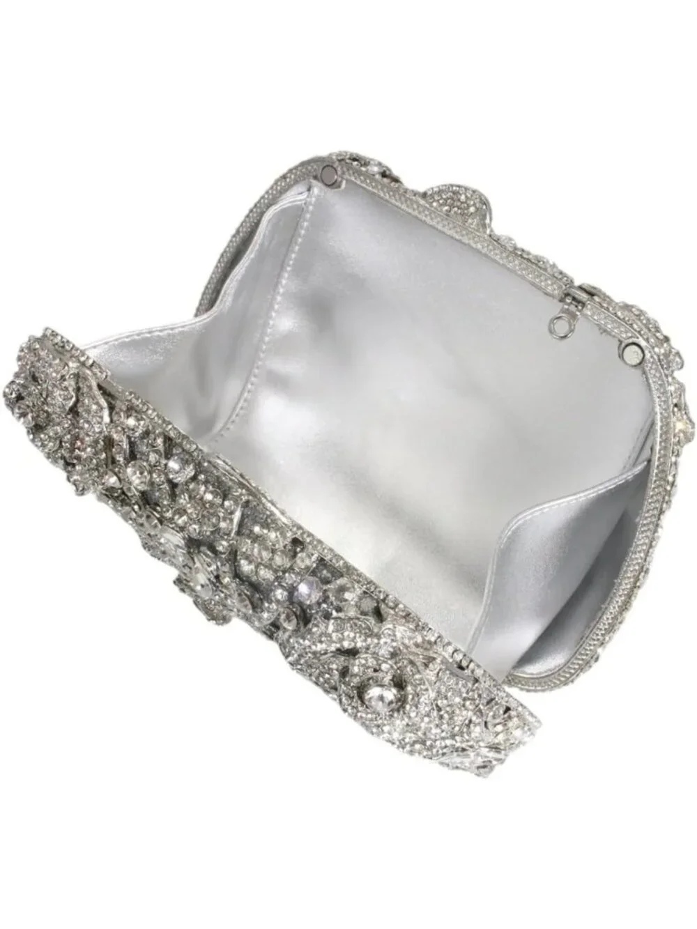 Elegant Floral Rhinestone Clutch Bag | Vintage Crystal Evening Purse for